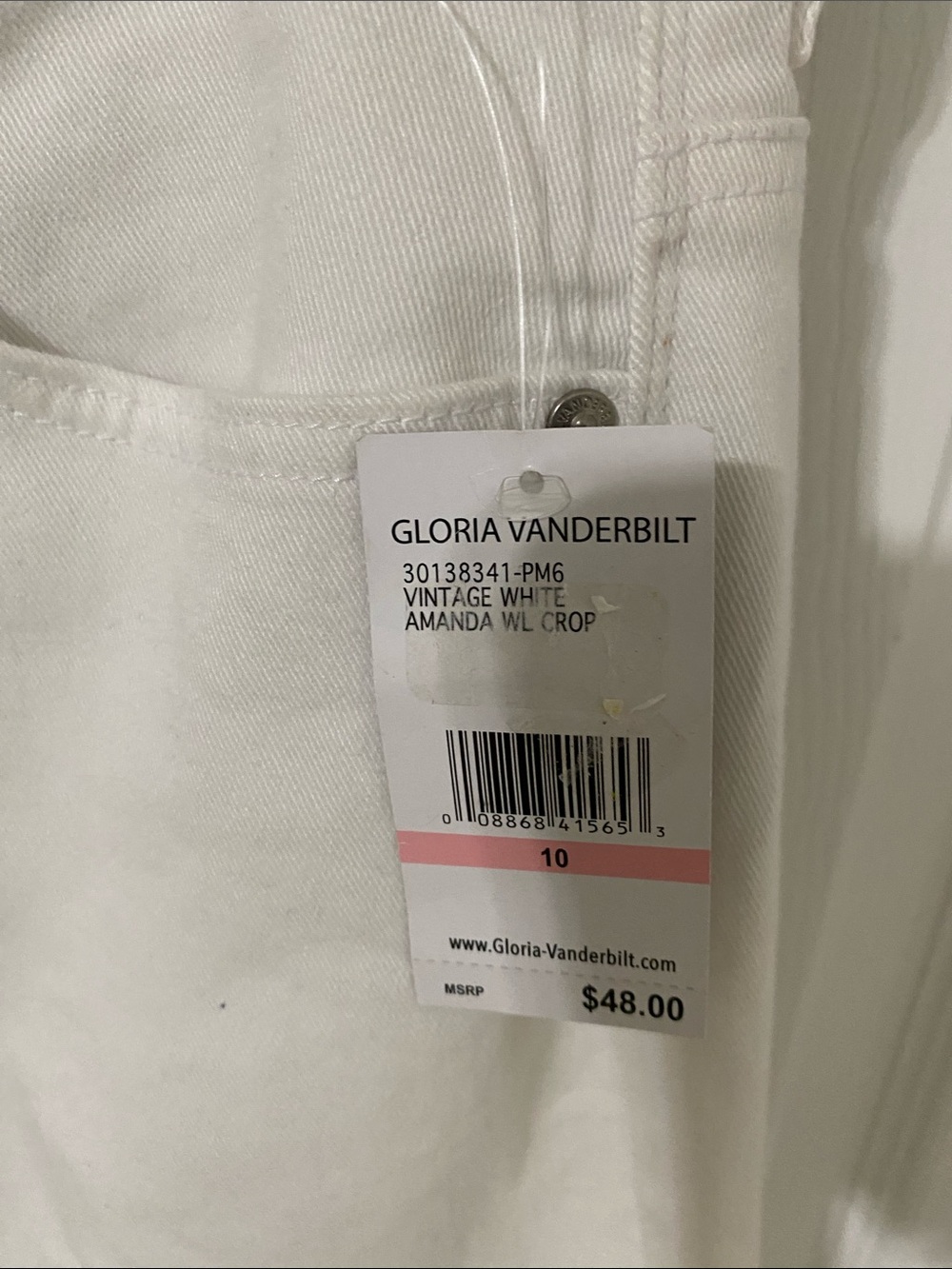 NWT Gloria Vanderbilt White Wide-Leg Cropped Jeans - Picture 4 of 10